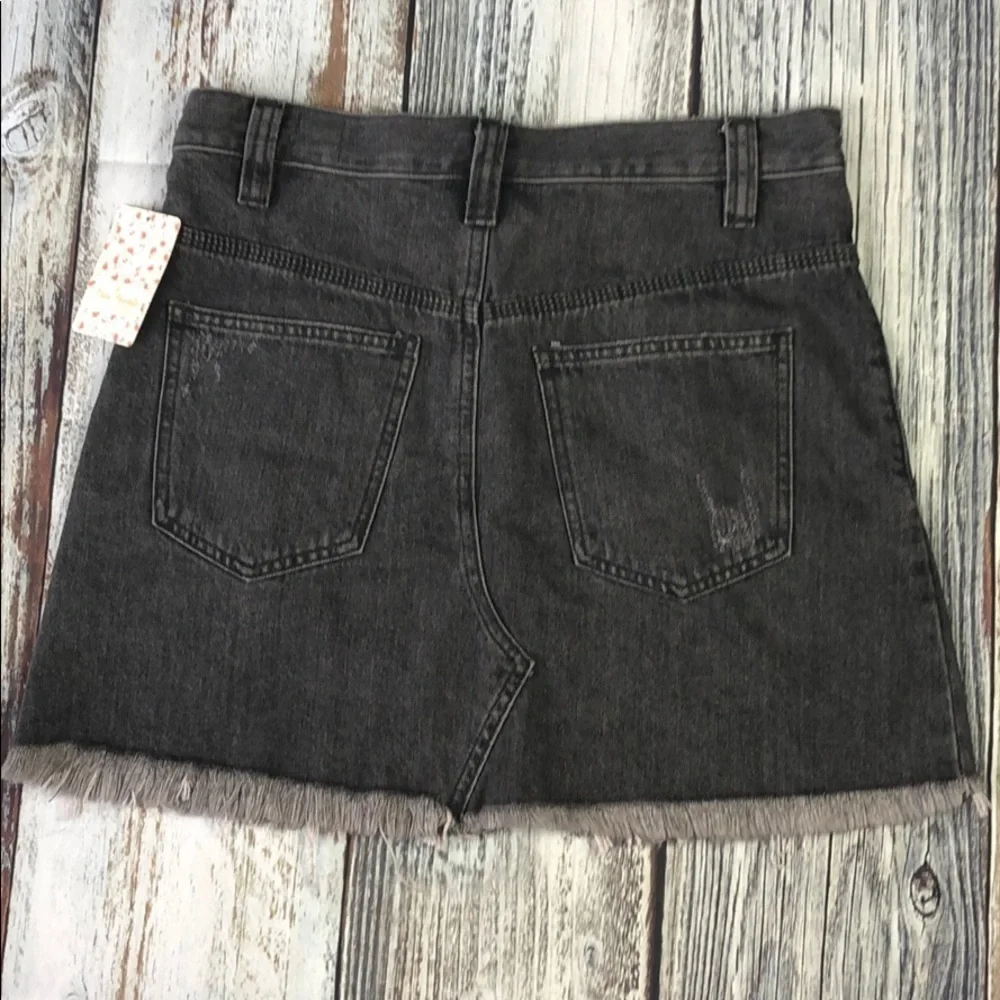FREE PEOPLE SIDECAR DENIM MINISKIRT BLACK Sz 27